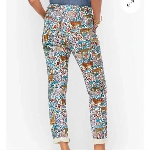 Talbots RELAXED CHINOS - TROPICAL SAFARI Animal Print Size 0 Petite - Picture 2 of 9